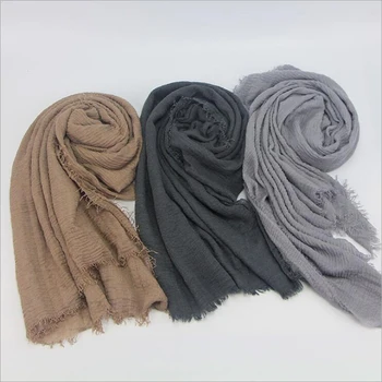 Nye Ankomst Tørklæde til Kvinder Bomulds Tørklæde Frynser Solid Hijab eller Tørklæde Populære Lyddæmper Sjaler Bløde Islam Muslimske Tørklæder Hoved Bandage