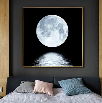 Plads Astronaut Planet Lærred Maleri Moon Eclipse Plakater Og Print Moderne Kunst På Væggene Billede Til Stuen Studio Midtergangen Indretning