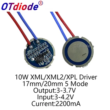 50STK cree xml led XPL xml2 led T6 U2 driver 17mm 20mm 3-4.2 V 2.2, 5-Mode-LED Driver til CREE XML LED Emitter