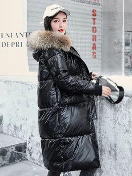 Vinter Tøj Kvinder 2020 Sort Puffer Jakke Mode Ned Bomuld Ladies Frakker og Jakker Pailletter koreanske Elegante Boble Pels