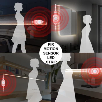 Køkken Kabinet Lys Motion Sensor LED Strip Light USB-Vandtæt PIR-LED-Lampe Tape Skab Lampe Fleksibel LED-Belysning Garderobe