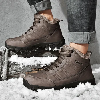 Udendørs vandtæt mænd sne støvler, Non-slip mænd sneakers Slid-resistente mænd vandreture sko Plus fleece varm bomuld støvler Størrelsen 40-48