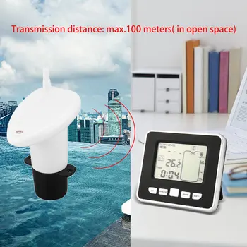 Ultralyd Trådløse vandtank Flydende Dybde Level Meter-Sensor med Temperatur Display med 3,3 Tommer LED-Skærm