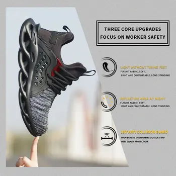 Mænd og Kvinder tåkappe af Stål sikkerhedssko punkterfri Støvler Letvægts Åndbar Sneakers