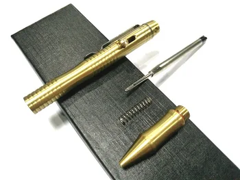 1PC Bærbare Messing Taktiske Bolt Kobber Pen selvforsvar Metal Signatur Skrive Pen Brudt Vinduet EDC Multifunktions Værktøj