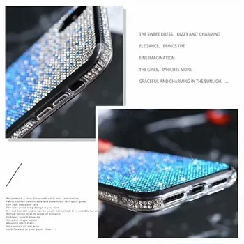 Luksus Diamant Phone Case For Iphone X 8 7 6 6S Plus Tilfælde XR XS ANTAL 8plus Gradient Farve Mousserende Dække Coque 7plus Sag