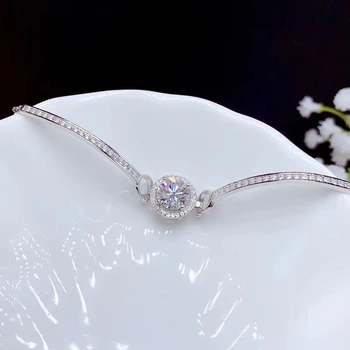 KJJEAXCMY Fine Smykker 925 Sterling Sølv indlagt Mosang Diamant kvinder hånd armbånd classic støtte påvisning