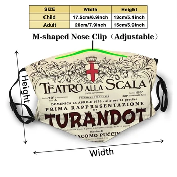 Vintage - Stil La Scala Opera Turandot Plakat Design Anti Dust Filter Vaskbart Ansigtsmaske Børn Opera Operahuset Teatro Alla