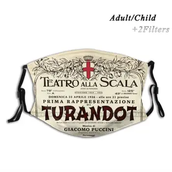 Vintage - Stil La Scala Opera Turandot Plakat Design Anti Dust Filter Vaskbart Ansigtsmaske Børn Opera Operahuset Teatro Alla