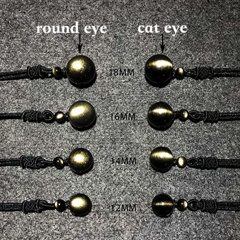 Natural Obsidian Perler Halskæde Guld Cat Eye Overførsel Held Og Lykke Perle Vedhæng Polyester Tov, Kæde Smykker Til Kvinder, Mænd
