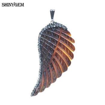 5Pcs Flerfarvet englens Vinger Naturlige Form Shell Vedhæng Til DIY-Halskæde Smykker at Gøre Micro Indlæg Zircon Shell Øreringe