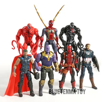 Marvel Deadpool Venom, Carnage Iron Spider Thanos, Thor, Captain America PVC-Action Figur Sæt Legetøj Figur
