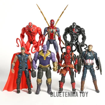 Marvel Deadpool Venom, Carnage Iron Spider Thanos, Thor, Captain America PVC-Action Figur Sæt Legetøj Figur