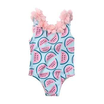 Toddler Spædbarn Baby Piger Vandmelon Swimsuit Badetøj Bikini Svømning Blonder Patchwork Backless Søde Badetøj 2020 Sommeren Nye Hot