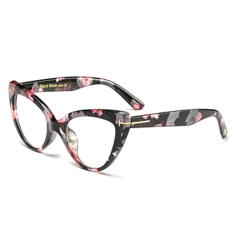 Stor frame briller kvinder cat eye sort transparent tendens vintage brillestel kvindelige klar linse