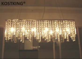 Moderne Kinesisk enkle mode kreative rektangulære K9 LED krystal lysekrone bar restaurant belysning loftslampe LED-Armatur