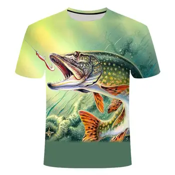 Sommer, Den seneste 2020 fisk Udendørs T-shirt mand 3D cool print fiskeri mænd, korte toppe 0collar afslappet mænd fiskeri t-shirt poissons