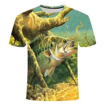 Sommer, Den seneste 2020 fisk Udendørs T-shirt mand 3D cool print fiskeri mænd, korte toppe 0collar afslappet mænd fiskeri t-shirt poissons