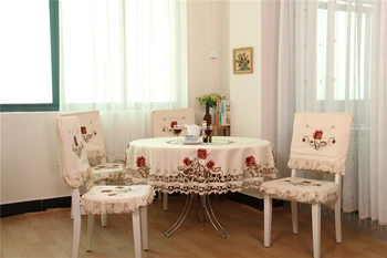 Europa luksus broderet dug tabel spisebord dække dug bryllup blomst stol dække hjem tekstil HM229