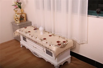 Europa luksus broderet dug tabel spisebord dække dug bryllup blomst stol dække hjem tekstil HM229