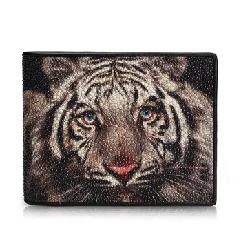 Unik Tiger Designer Ægte Real Stingray Hud Læder-Mandlige Lille Clutch Pung Mænds Korte Trifold-Wallet-Mand-Kort Holder
