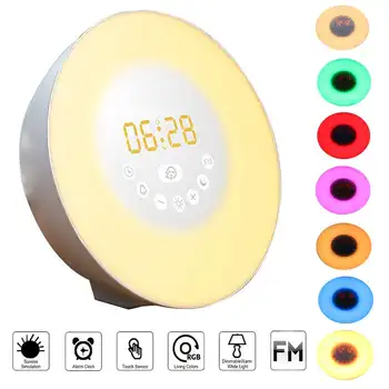 LED Lys Digitale Vækkeur, Vækning Lys Alarm USB-Grænseflade til Digital Ur Lyde FM-radio-Funktion 7 Farver Lys