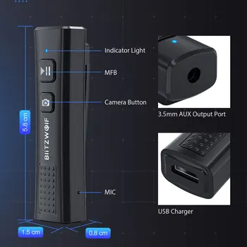 BlitzWolf Trådløse V5.0 USB Audio bluetooth-Modtager 2-i-1 Mini Stereo Audio på 3,5 mm Stik Til TV, PC Car Kit Trådløse Adapter
