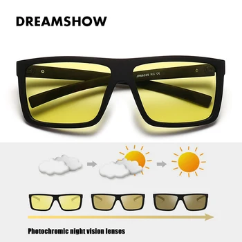 Fotokromisk Night Vision Polariserede Solbriller Mænd Kvinder UV400 Fashion Square solbriller gafas de sol #JR66529