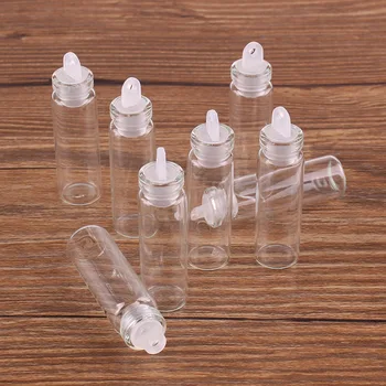 Dia 11x35x6.5mm 2 ml små Gennemsigtige Glas, Flasker, Krukker Hætteglas med plastik låg til Bryllup Gave DIY Vedhæng Håndværk