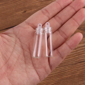 Dia 11x35x6.5mm 2 ml små Gennemsigtige Glas, Flasker, Krukker Hætteglas med plastik låg til Bryllup Gave DIY Vedhæng Håndværk