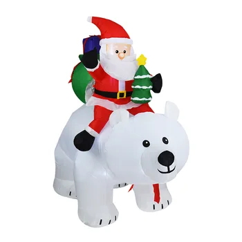 210cm Santa Claus Rider En Ryster på Hovedet Bærer Oppustelig Jul Udendørs Dekorationer til Hjemmet, børn Julegave Part Indretning