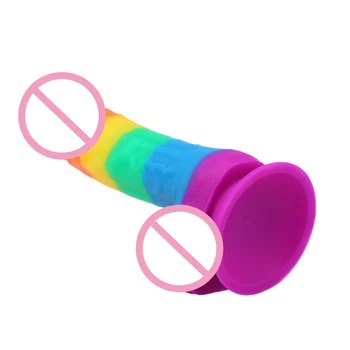 Realistisk Dildo Rainbow Penis Super Enorm Stor Dildo med sugekop sexlegetøj til Kvinde Kvinde Faloimitator Lesbiske Brug