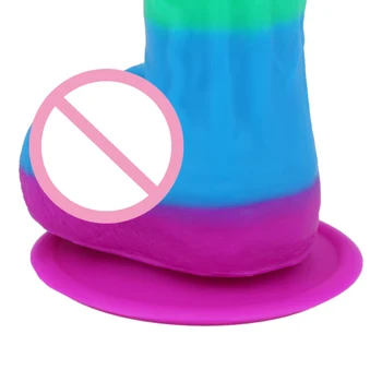 Realistisk Dildo Rainbow Penis Super Enorm Stor Dildo med sugekop sexlegetøj til Kvinde Kvinde Faloimitator Lesbiske Brug