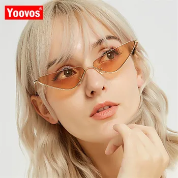Yoovos 2021 Klassiske Cat eye Solbriller Kvinder Metal Briller Vintage Street Beat Shopping Spejl Oculos De Sol Gafas UV400