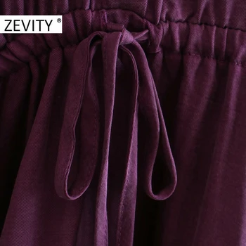Zevity Efteråret Kvinder Mode Solid Farve Batwing Ærmer Snøre shirt Kjole Kontor Damer Smart Casual Business Vestido DS4557