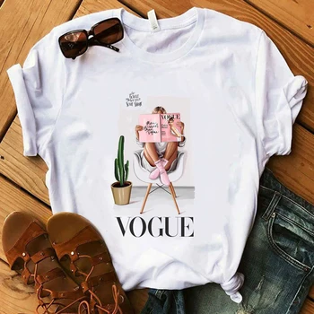 Vogue Dame Sommer Hvid T-Shirt Lady Gøre Mere,Gøre Dig Glad, T-shirts Kvinde Bomuld Sommeren Bløde Toppe Harajuku Kawaii Shirt