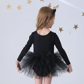 Babyinstar Børn Kjoler til Piger med Lange Ærmer Mesh Ballet Tutu Tyl Kjole Gymnastik Trikot Ballet Trikot for Girl Ballerina