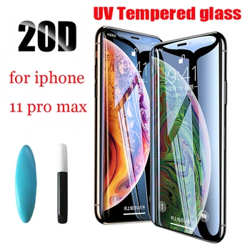 For iPhone-11 pro Max antal Fuld Dækning Hærdet Glas 20D Screen Protector Til iPhone 6 6s 7 8 plus X XR XS UV nano Flydende glas film