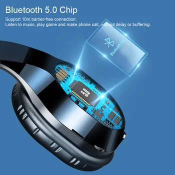 T5 Gaming Headset Sammenklappelig Stereo Bluetooth 5,0 Støtte TF Kort Hovedtelefoner 9D Hifi Trådløse Hovedtelefoner Folde Headsettet