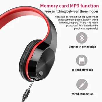 T5 Gaming Headset Sammenklappelig Stereo Bluetooth 5,0 Støtte TF Kort Hovedtelefoner 9D Hifi Trådløse Hovedtelefoner Folde Headsettet