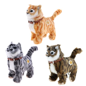 Gå tøjdyr Plush Kat Børn Toddler Tidlig Læring Pædagogisk Legetøj, Realistisk Meow & Naturtro Udseende - 22x21cm
