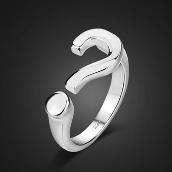 Fashion kvinder sterling sølv ring.Personlighed spørgsmålstegn ringen kan justeres.Massiv 925 sølv ring.Charmerende dame smykker