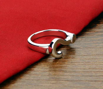 Fashion kvinder sterling sølv ring.Personlighed spørgsmålstegn ringen kan justeres.Massiv 925 sølv ring.Charmerende dame smykker