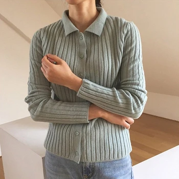 2019 koreanske version af efteråret og vinteren ny revers strik cardigan kvinder løs langærmet sweater mode jakke kvinder K107