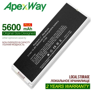ApexWaSilver 5600 mAh Laptop Batteri til Apple A1185 A1181 Til MacBook 13