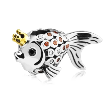 Perler TIL Smykker at Gøre DIY-Sterling-Sølv-Smykker Fisk med Krone Perle Charms i Sølv 925 Berloque Perles Charme