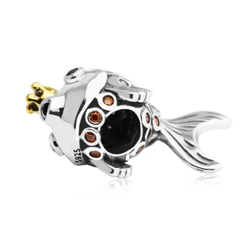 Perler TIL Smykker at Gøre DIY-Sterling-Sølv-Smykker Fisk med Krone Perle Charms i Sølv 925 Berloque Perles Charme