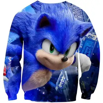 Nye Drenge Tegnefilm Sonic hedgehog Blå 3D sweatshirt Trykt Piger Streetwear børn, Børn tøj, Baby Sjove pullover sweater