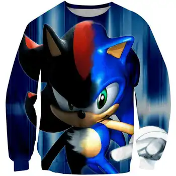 Nye Drenge Tegnefilm Sonic hedgehog Blå 3D sweatshirt Trykt Piger Streetwear børn, Børn tøj, Baby Sjove pullover sweater