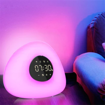 Smart Wake Up Light Vækkeur LED sengelampe Touch Kontrol Nat Lys Sunrise Sunset Simulering 10Nature Lyder Til Soveværelse
